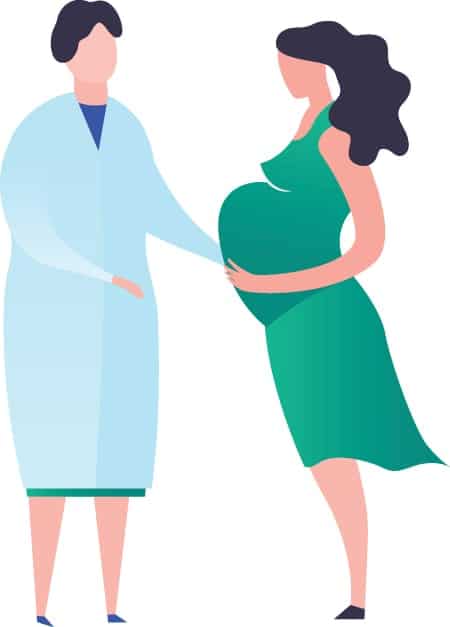 A pregnant woman and her doctor